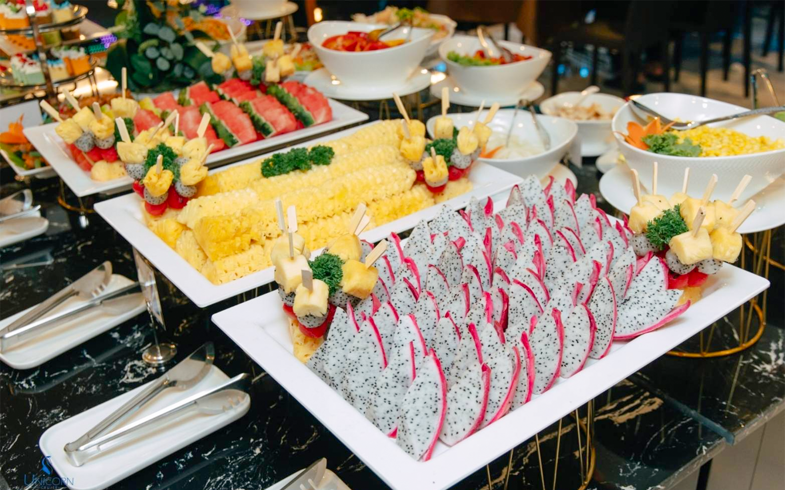 Buffet setup on the dinner cruise