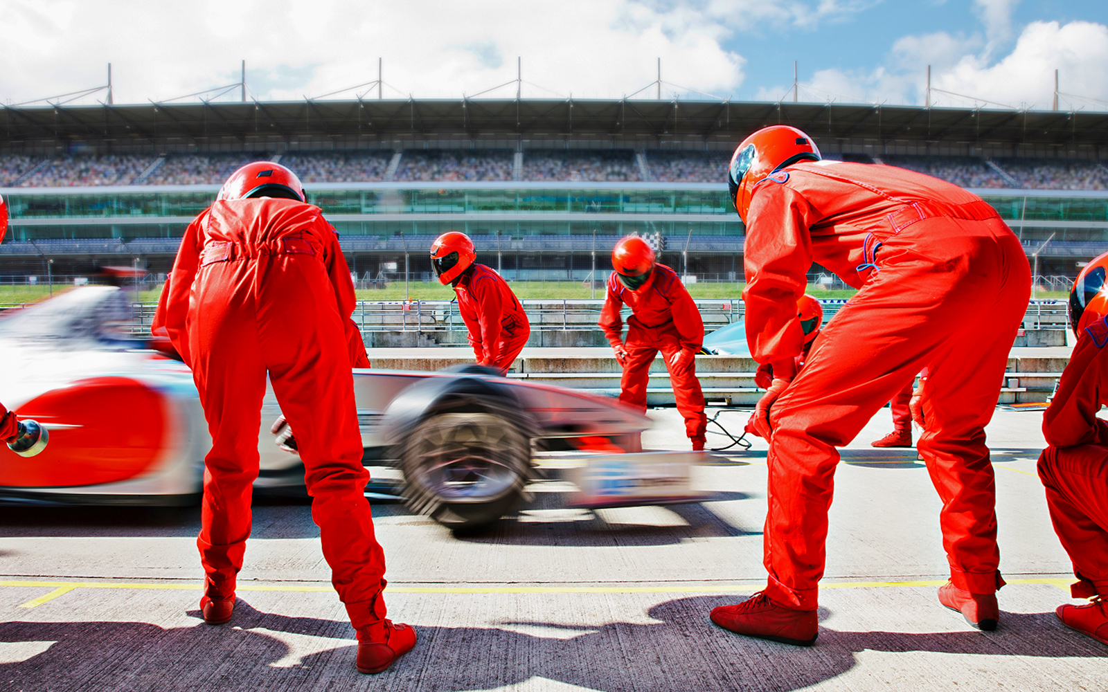 An F1 car pulling in for a pit stop - Singapore GP 2024 - Marina Bay Street Circuit