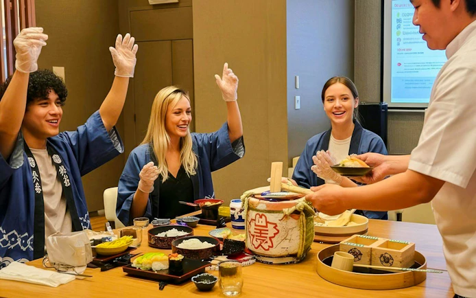 Asakusa Tokyo Sushi Making Class : Sake Ceremony & Whisk Matcha