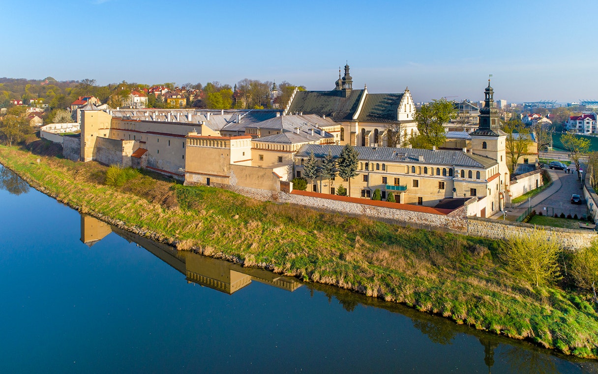 Krakow's Wawel Castle viewed from the Vistula River during a sightseeing cruise.
