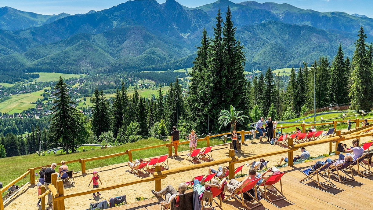 High Tatras view from Chocholow Thermal Baths in Zakopane, Poland.
