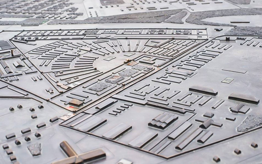 Model of Sachsenhausen Concentration Camp layout, Germany.