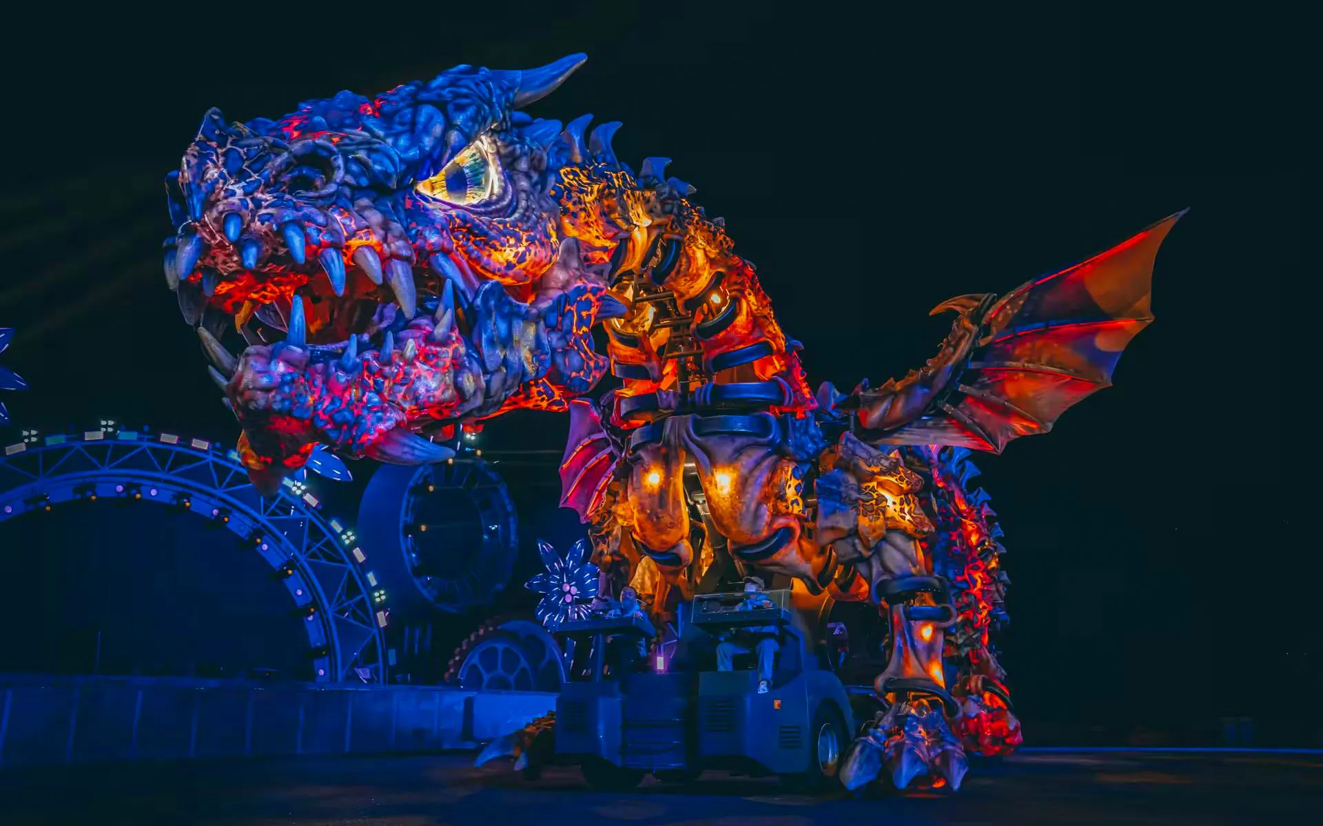Giant dragon sculpture at Chimelong Paradise theme park.