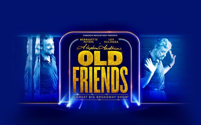 Poster for Stephen Sondheim's Old Friends Broadway show featuring title and performers' names.
