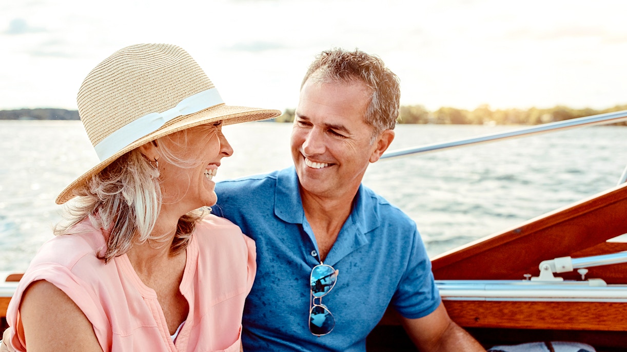 Couple enjoying a cruise on a sunny day.