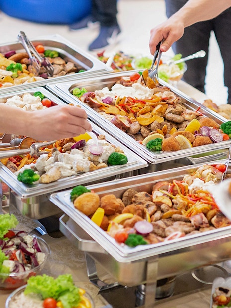 Buffet on deck during Great Barrier Reef cruise from Cairns.