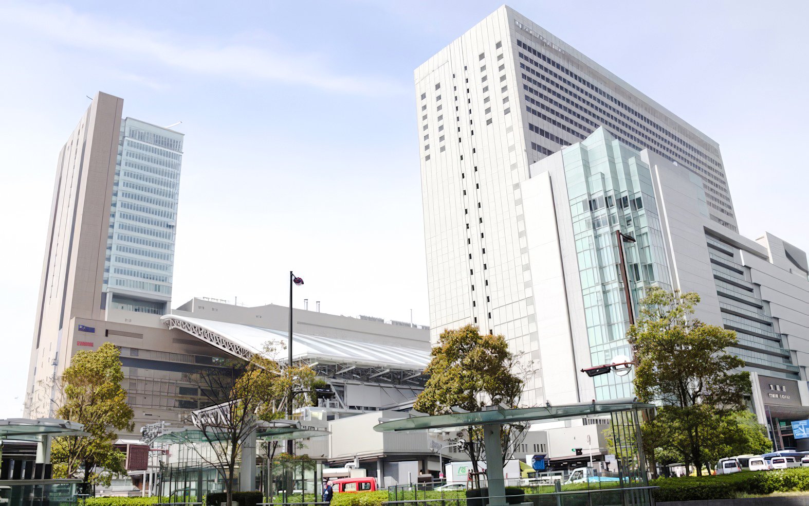 Osaka Station City buildings in Umeda district, Osaka, Japan.