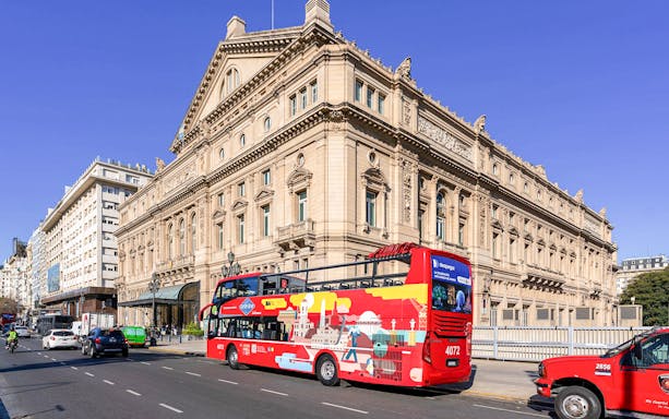 Hop on Hop off bus in front of Teatro Colón, Buenos Aires.