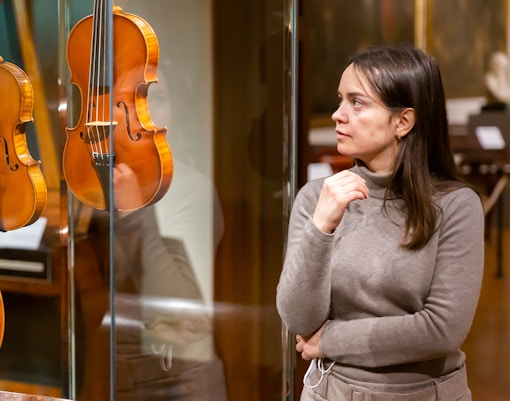 Musical instruments display at Accademia Gallery, Florence, Italy.