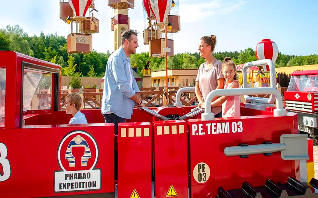 Guests on Pharao Expedition ride at LEGOLAND Deutschland.