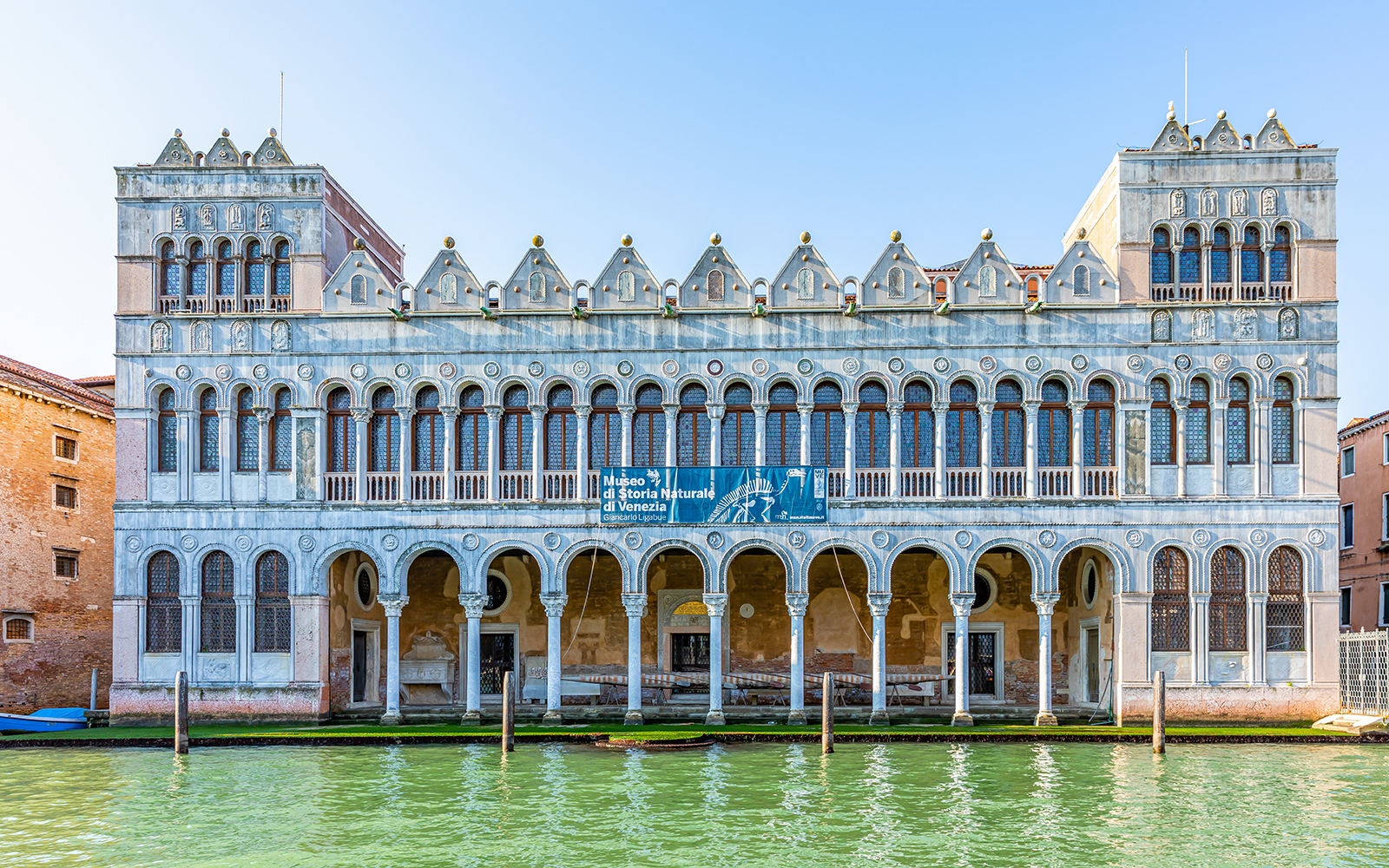 Venice Natural History Museum facade along the canal, part of Doge Palace & Museums Pass.