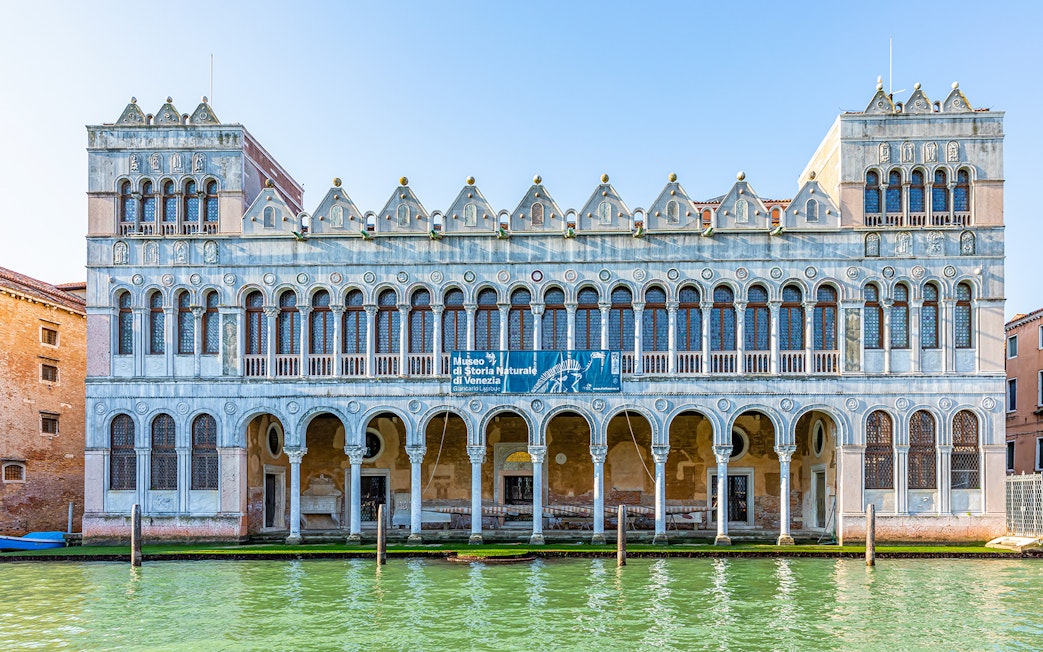 Venice Natural History Museum facade along the canal, part of Doge Palace & Museums Pass.