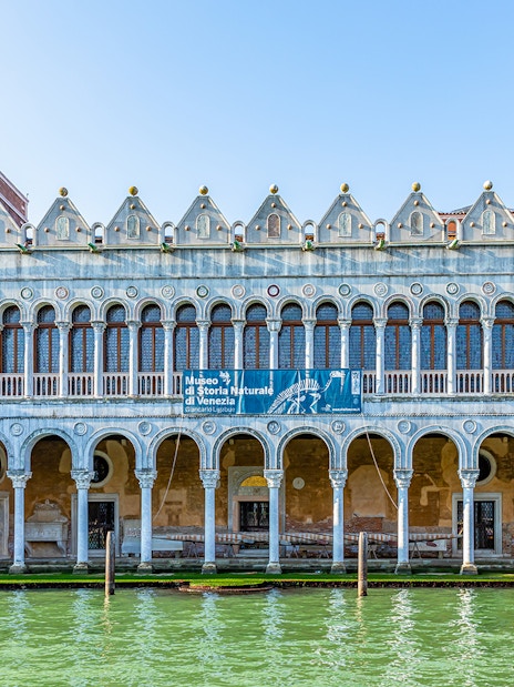 Venice Natural History Museum facade along the canal, part of Doge Palace & Museums Pass.
