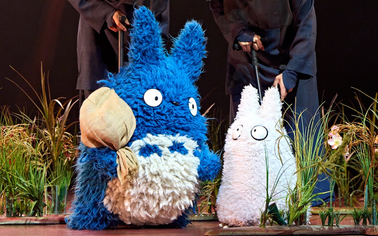 Characters on stage at My Neighbour Totoro West End show, London.