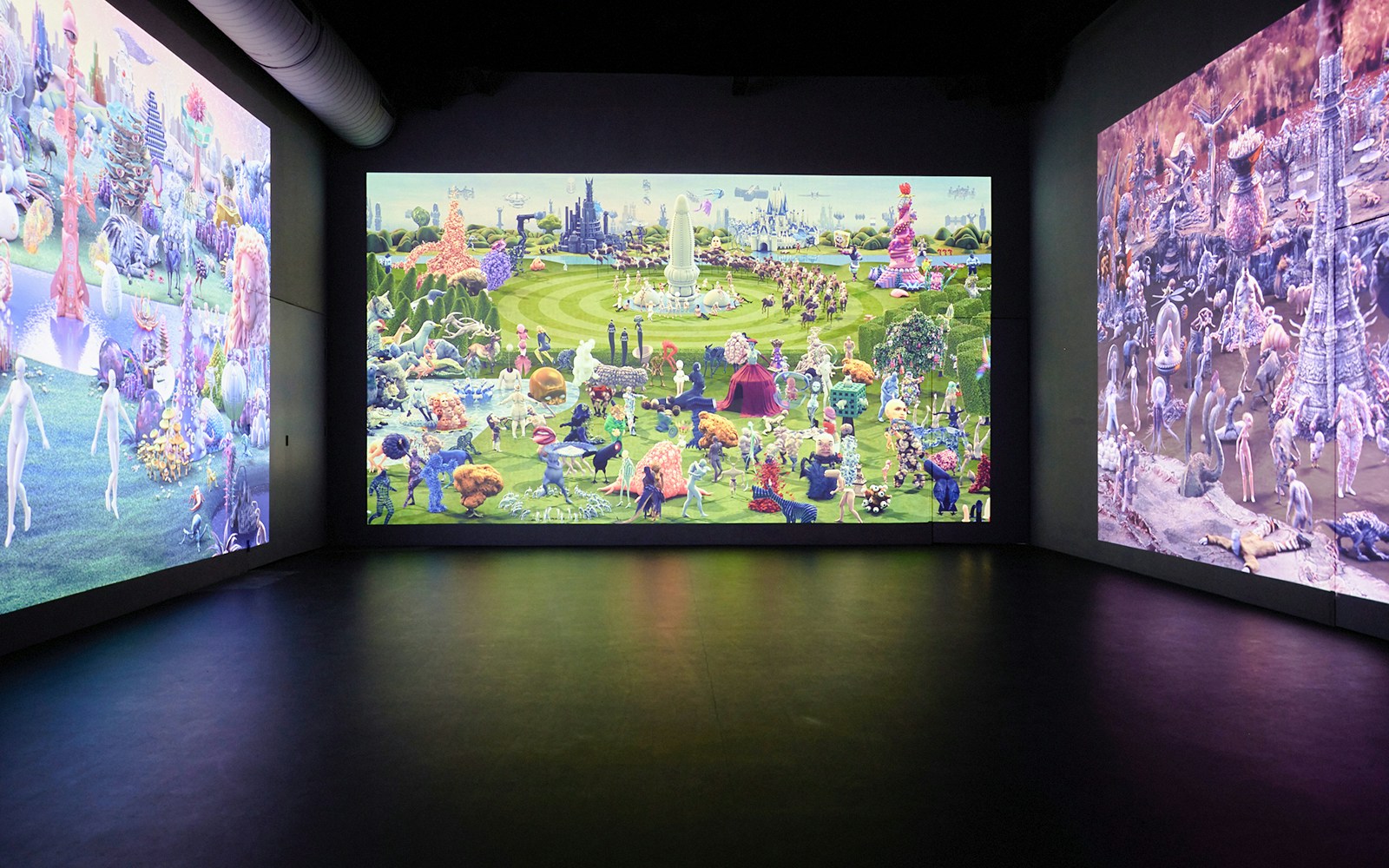 Guests viewing digital art at the Remastered audiovisual experience in Rotterdam.