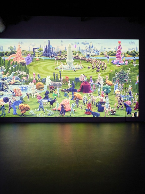 Guests viewing digital art at the Remastered audiovisual experience in Rotterdam.