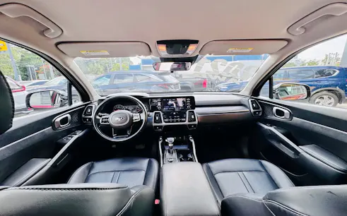Car interior view for rental in Punta Cana, Dominican Republic.