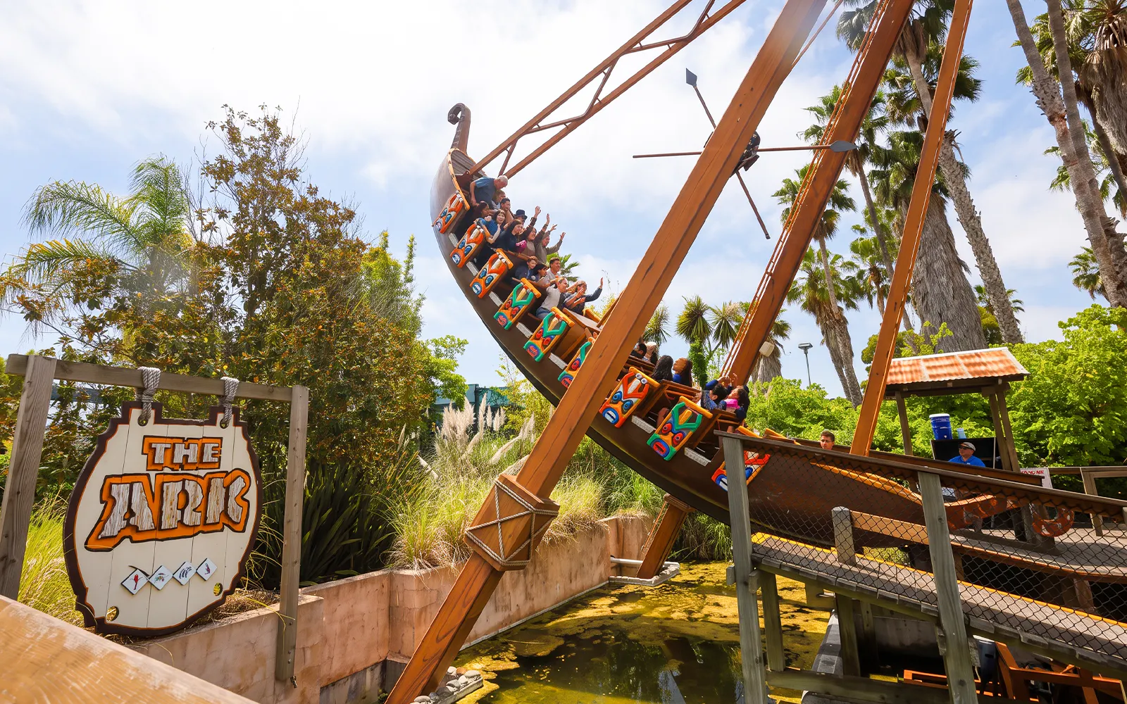 Pirate ship ride at The Ark, Six Flags Discovery Kingdom, California.