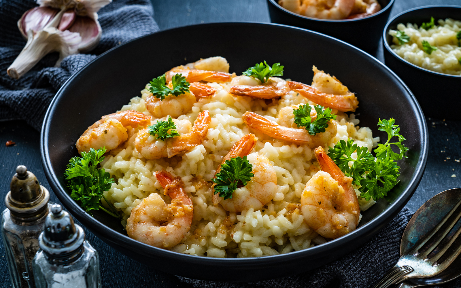 Arroz Arborio com camarões - gastronomia roma