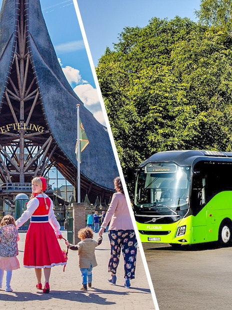 Efteling entrance with family and FlixBus for Amsterdam transport.