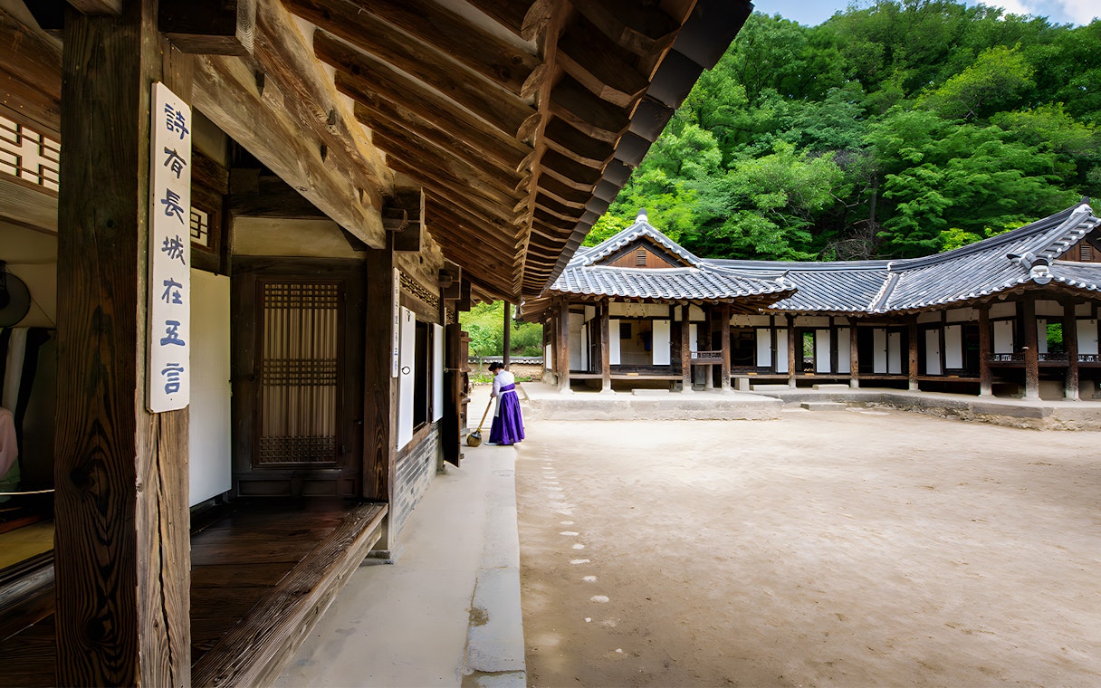 Traditional Korean house in Korean Folk Village during Suwon Hwaseong One Day Tour.