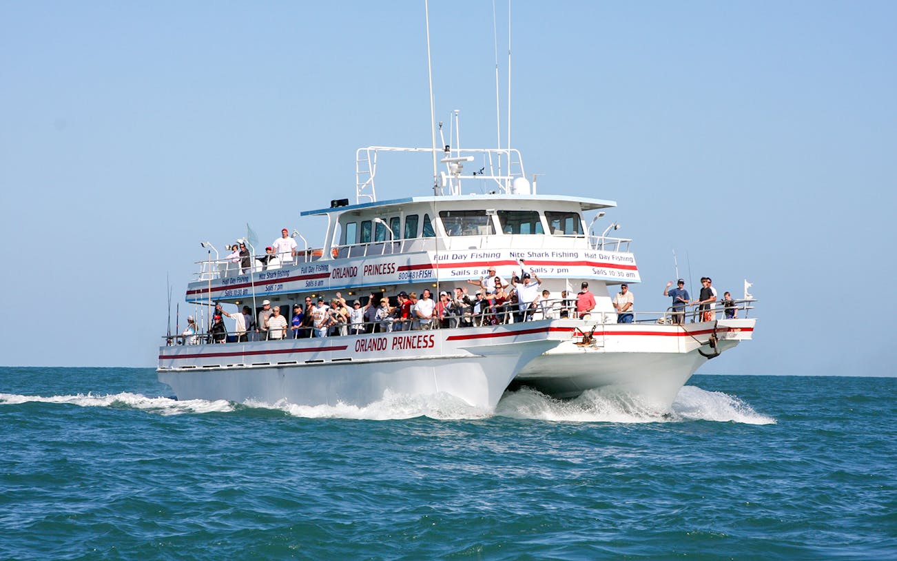 Tourists enjoying The Sea Screamer boat ride on Clearwater Beach.