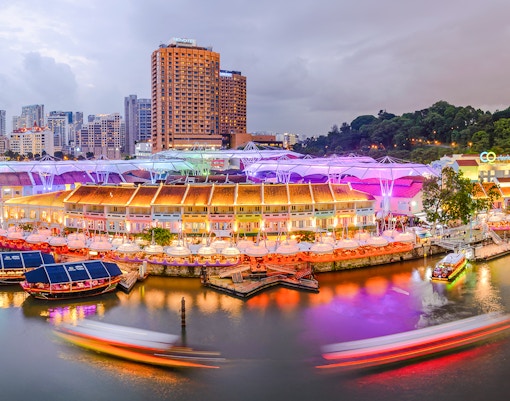 Night clubs, restaurant and pub area, fun and entertainment central area by Singapore river bank