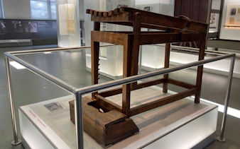 Torture device on display at Sachsenhausen Memorial, part of SACHSEN2026 tour.