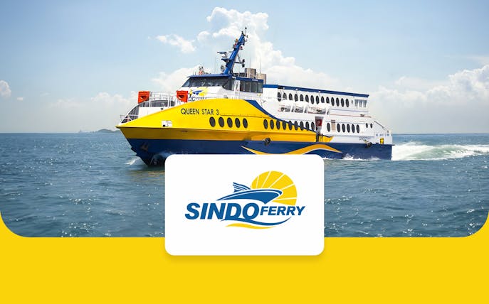 Sindo Ferry sailing from Tanah Merah Terminal under clear skies.