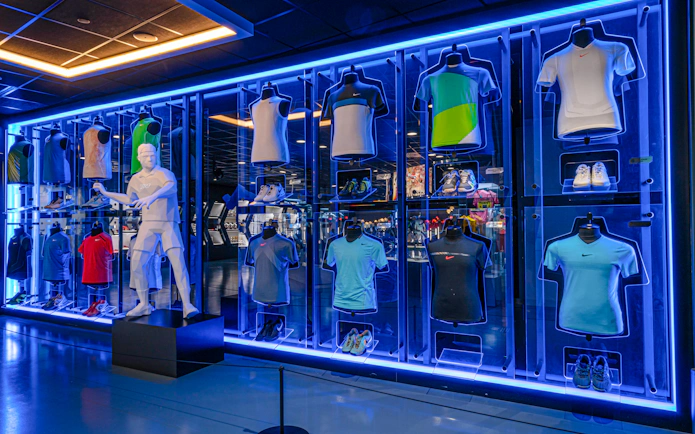Tennis outfits and shoes display at Rafa Nadal Museum Xperience.