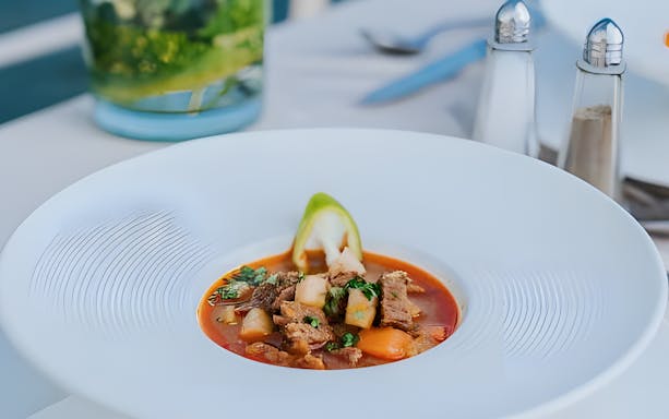 Dinner dish served on Evening Danube Cruise in Budapest.