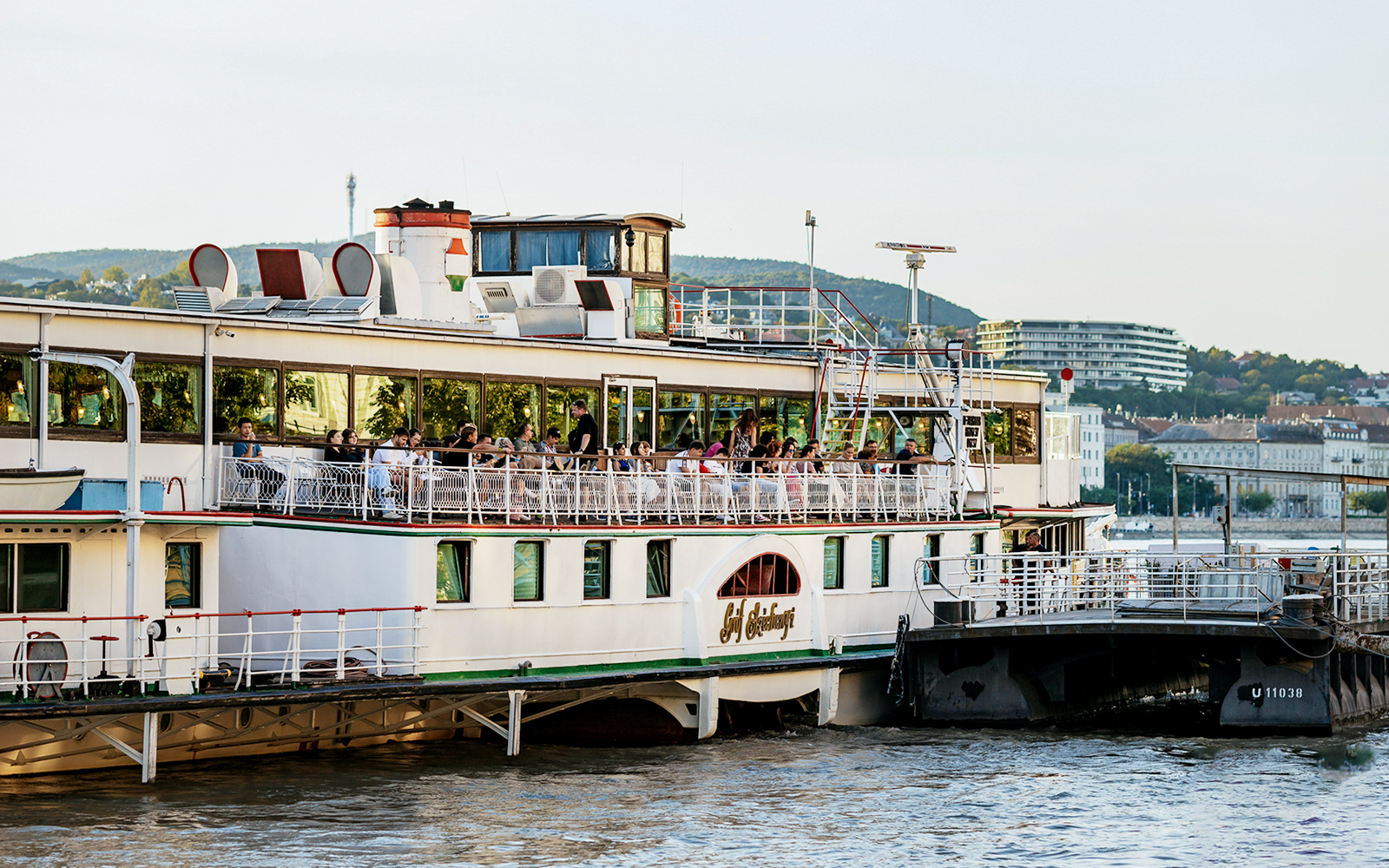 Boarding for New Year’s Eve cruise on the Danube River in Budapest.