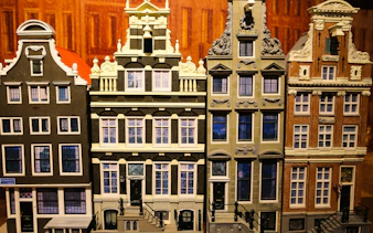 Miniature Amsterdam canal houses display at Miniature Museum.