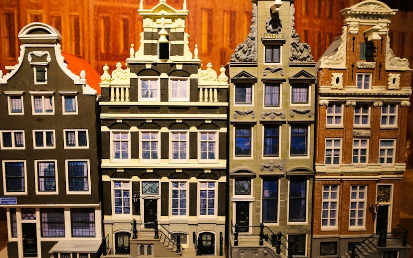 Miniature Amsterdam canal houses display at Miniature Museum.