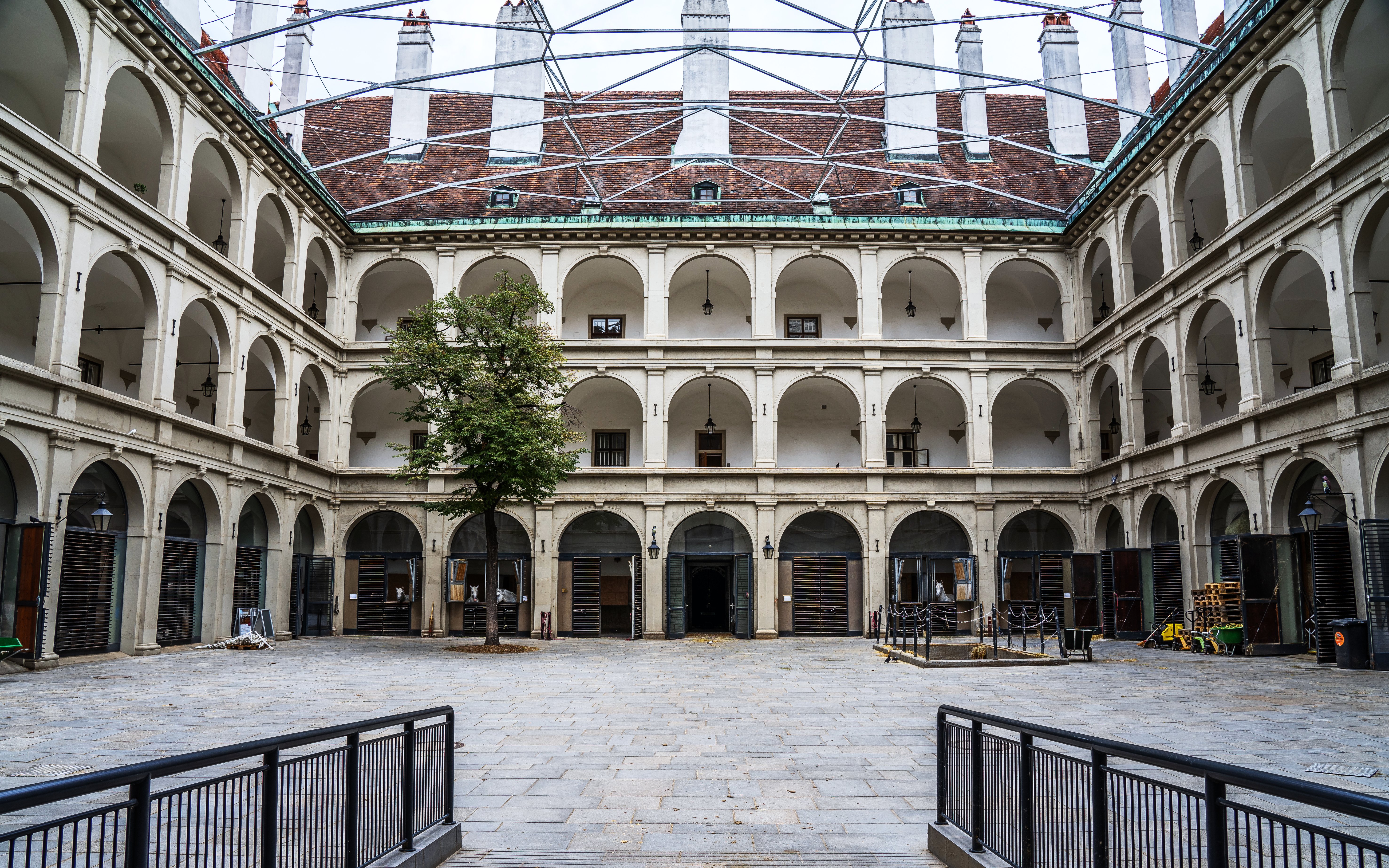 Stallburg Imperial Stables courtyard with arched galleries in Vienna.