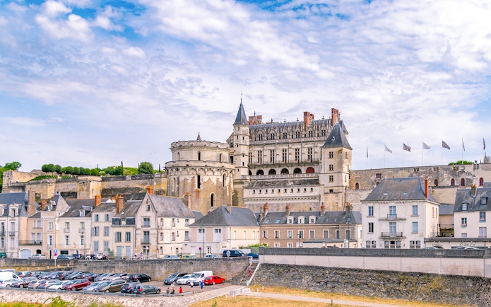 Amboise Castle with surrounding buildings in Blois, France.