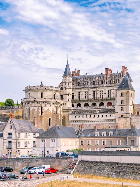 Amboise Castle with surrounding buildings in Blois, France.