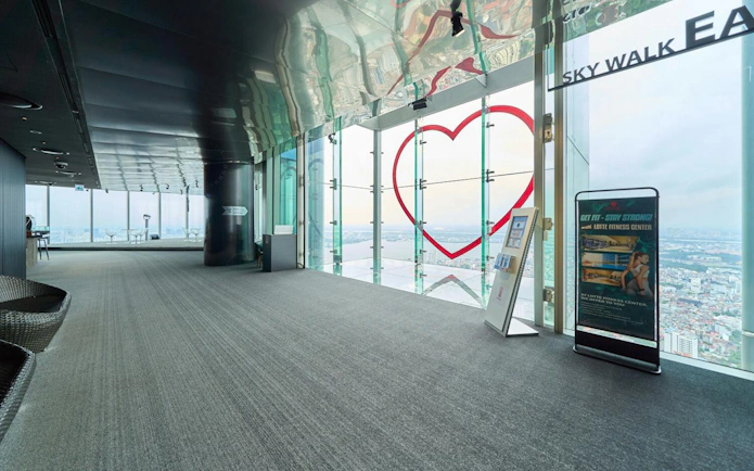 Sky Walk at Lotte Hanoi with heart-shaped window view, DUBAI tour.