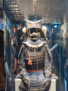 Samurai armor display at Samurai Museum Berlin.
