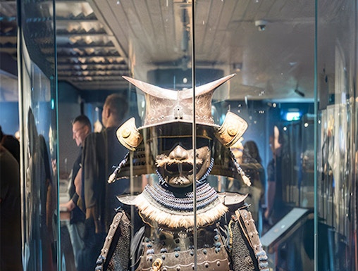 Samurai armor display at Samurai Museum Berlin.