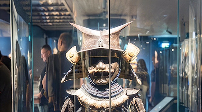 Samurai armor display at Samurai Museum Berlin.