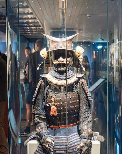 Samurai armor display at Samurai Museum Berlin.