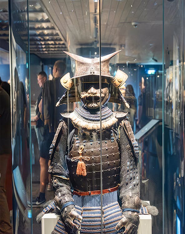 Samurai armor display at Samurai Museum Berlin.