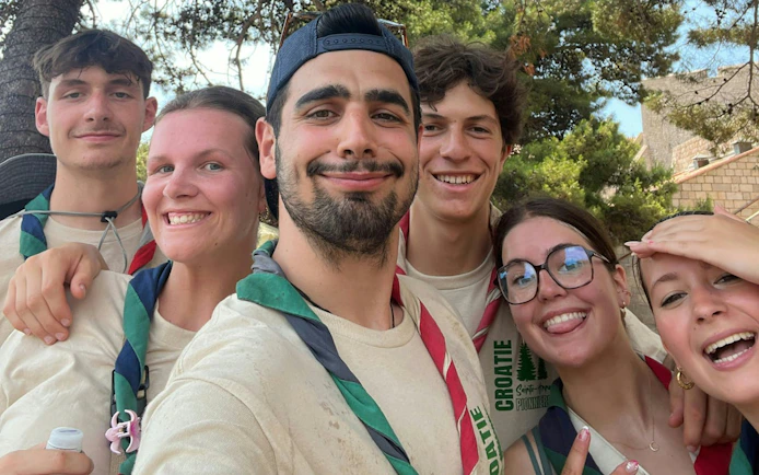 Group of friends enjoying a self-guided city exploration game in Dubrovnik.