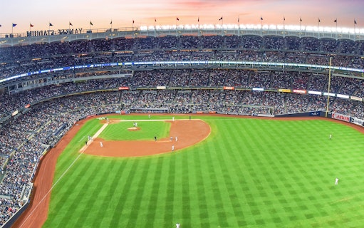 Baseball game at Yankee Stadium, New York, featuring New York Yankees vs Milwaukee Brewers.
