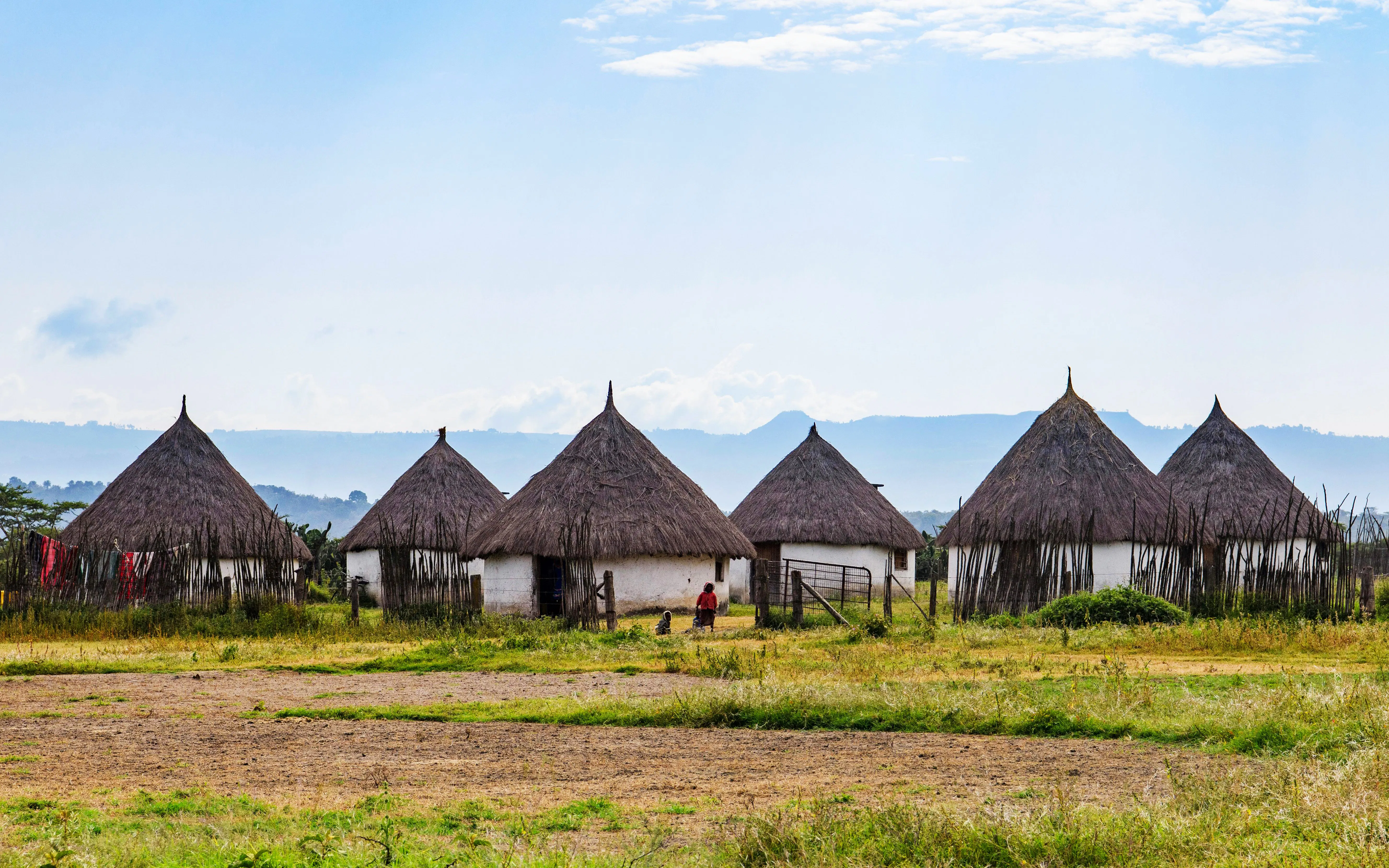 Traditional Maasai huts in a village near Naivasha, Kenya.