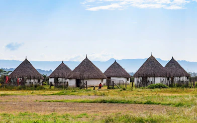 Traditional Maasai huts in a village near Naivasha, Kenya.