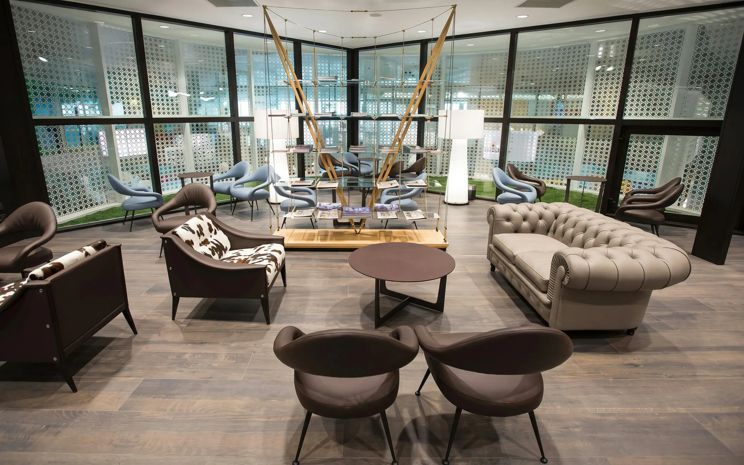 Leonardo Exclusive Lounge seating area at Linate Airport, Main Terminal, Milan.