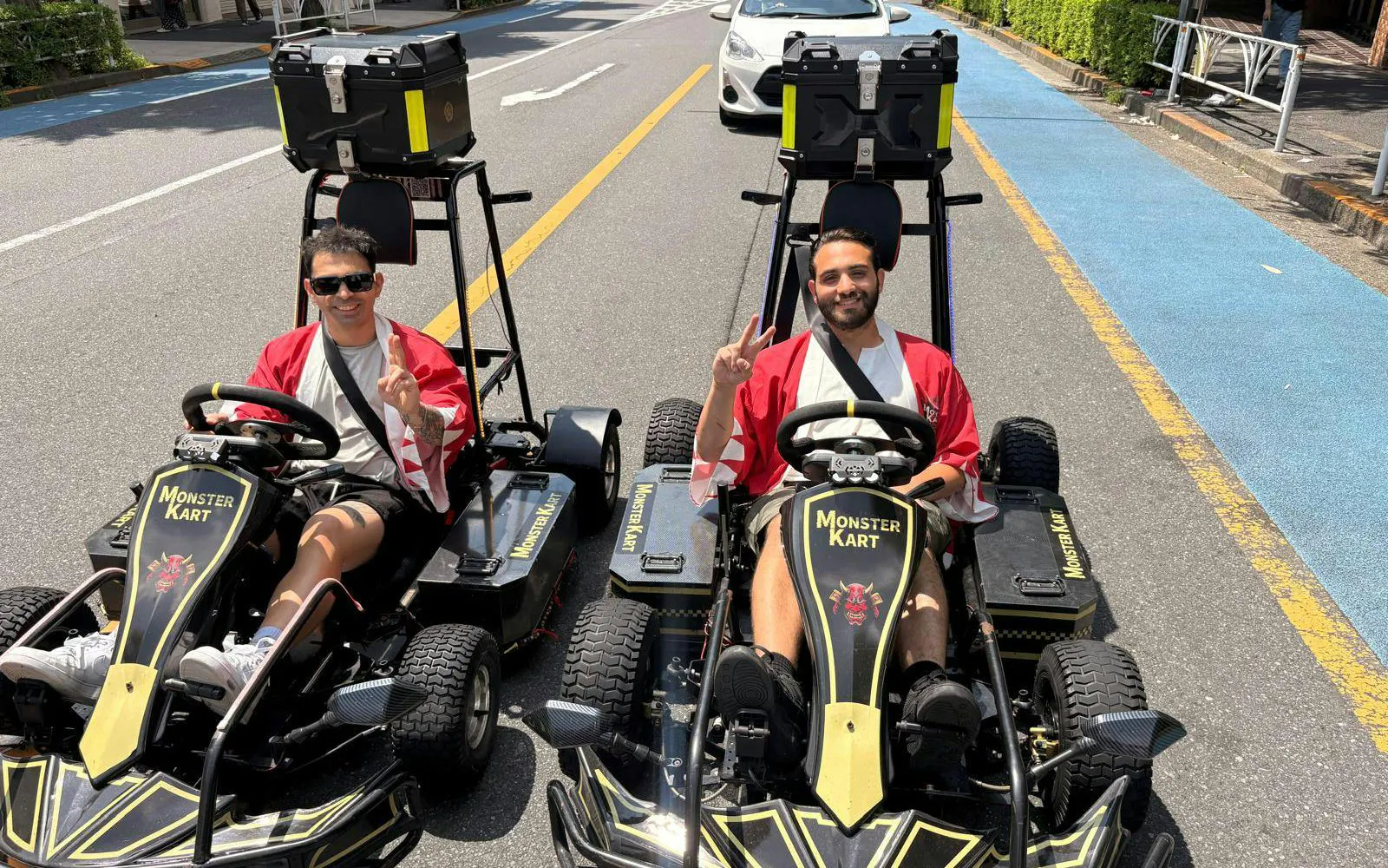 Electric go-karts on Asakusa street during 60-minute tour.