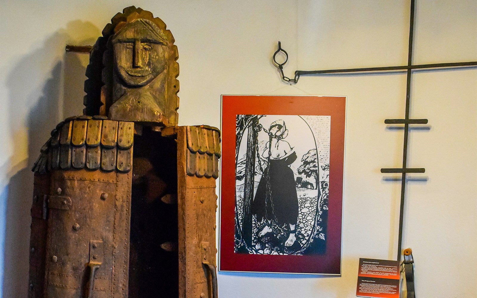 Medieval torture device exhibit at Bran Castle, Romania.